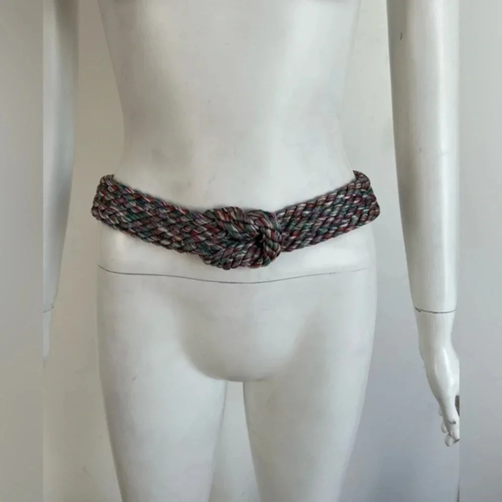 Vintage Womens Woven Belt Colorful Multicolor